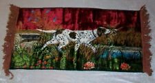 Vintage 1966 Italian Red Velvet German Shorthair Dog Duck Hunt Wall Tapestry picture