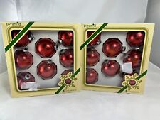 Vintage Pyramid Christmas Ornaments 16 Red Mercury Glass In Original Boxes picture