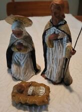 Vintage 3pc. Painted Terra Cotta Nativity Set 12” Tall picture