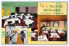 c1950's Vic's Tally-Ho Restaurant Des Moines Iowa IA Antique Multiview Postcard picture
