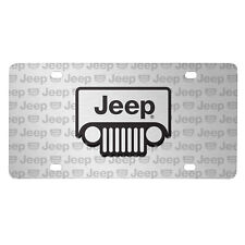 Jeep Grill 3D Logo on Logo Pattern Brushed Aluminum License Plate picture