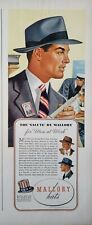 Lot of 2 Vintage 1943 Stetson Mallory Hat Print Ad Ephemera Art Decor picture