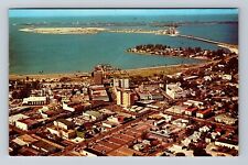 Sarasota FL-Florida, Aerial View Downtown Sarasota, Gulf Beach Vintage Postcard picture