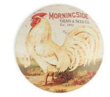 Domed Button Advertising Sign Rooster Distressed Look Reproduction VGC 12 Inches picture