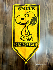 SEE WEAR Vtg 1971 Peanuts Schulz Snoopy SMILE Orange Felt Banner Pennant 32