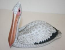 Painted Wooden Sitting Pelican Figurine  Nautical Beach Decor picture