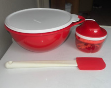 Tupperware Thatsa Jr Mixing Bowl 12 cup Red + Spatula + Chopper Compact - Free S picture