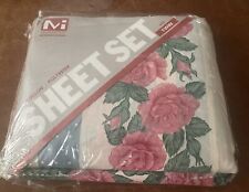 NOS Vintage McCarthy International Sheet Set TWIN Size Roses Flower Floral NEW picture