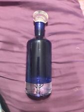 Vintage Vodka Empty Cobalt Blue Crystal Bottle Decanter w/Stopper, 11.25
