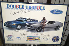 Ford Mustangs Unlimited Double Trouble Sign, signed by model ? picture