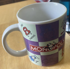 2002 Hasbro Monopoly Board Game Coffee Mug Free Parking Go To Jail Pass Go $200 picture