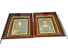 rare matching pair of Victorian deep walnut frames with gilt & faux  1870 picture