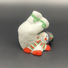 Vintage Upside Down Snowman Bone China Figurine Made in TAIWAN picture