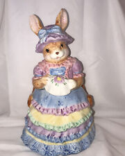 World Bazaar 2 piece Ceramic Bunny Cookie Jar Spring Easter 11.5” Tall Adorable picture