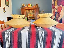 TWO Vintage MCM Matching 2- Tier Flying Saucer Lampshades-RARE Shape  Cool HTF picture