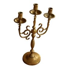 ANTIQUE 17TH CENTURY FRENCH STYLE BRONZE/BRASS PRICKET CANDLESTICK HOLDER 3 ARMS picture