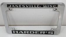 Vintage Motorcycle Dealer License Plate Frame  HARDER'S HONDA JANESVILLE WISC. picture