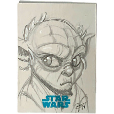 2015 Star Wars Journey to the Force Awakens YODA Sketch Card J Hickman Auto 1/1 picture