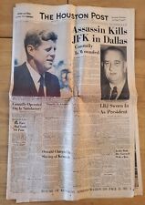 Vintage Rare TheHouston Post Newspaper Assassin Kills JFK in Dallas Nov 23, 1963 picture