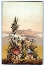 c1910's Magic Panorama Puzzle Houses Trees Chimney Unposted Antique Postcard picture