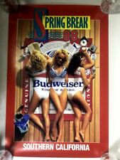 Vintage 1988 Budweiser Bud Beer Spring Break 88' Sexy Bikini Girl Large Poster picture
