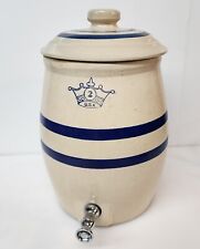 Vintage ROBINSON RANSBOTTOM Stoneware Pottery Blue Crown 2 Gal Crock Water Spout picture