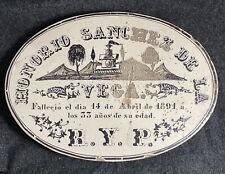 RARE Antique Spanish 2 Sided Grave Marker Stoneware? Memento Mori Honorio Vega picture