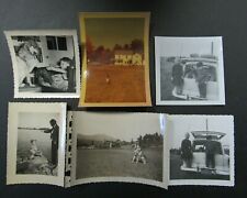 1950's Lot 6 Photos Dog and Young Boy & Girl Wagon Vehicle Shaking Hands picture