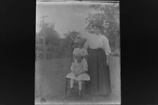 Antique 4x5 Inch Plate Glass Negative Of Women With Children E14 picture
