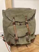 Vintage Fruet Zurich Swiss Army Military Backpack Canvas Salt Pepper 1969 AS IS picture