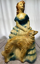 Vtg Chalkware Southern Belle Lady And Dog 10