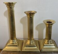 3 Vintage Baldwin Polished Brass Candlesticks Colonnade Graduated Columns picture