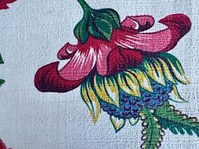 Jacobean 1940's Climbing Beanstalk of Fab BLOOMS Nubby Barkcloth Vintage Fabric picture