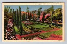 Southern CA-California, Beautiful Garden, Trees, Vintage Postcard picture