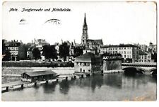 Metz. Jungfernwehr und Mittelbrucke Bridge Postcard USED Armistice Signed WW1 Y picture
