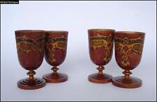 19C. ANTIQUE IMPERIAL RUSSIAN SET - 4 HANDMADE WOOD CUPS picture