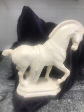 Vintage Trojan Horse 1980's Ceramic Horse Statue Hollywood Regency White picture