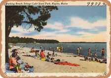 Metal Sign - Maine Postcard - Bathing beach, Sebago Lake State Park, Naples, Ma picture