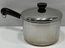 Vintage REVERE WARE 3 Qt. Copper Bottom 1801 Sauce Pan Pot With Lid Clinton ILL picture