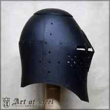 Halloween 14th Century Bascinet Helmet Armor Steel Knight Black Antique Helmet picture