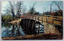 Old North Bridge Concord Massachusetts River Reflections Riverfront VNG Postcard picture