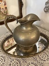 Vintage Brass? Water Pitcher Rope Handle Design Marking M.A.S.N. Stamp P3:4 picture