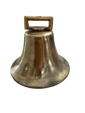Single Antique Vintage Small Colonial Style Brass Iron Bell with Iron Clapper picture