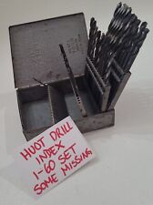 Huot Drill Index St. Paul 1 To 60 Set Metal Box Old Tool 37 Bits (23 Missing) picture