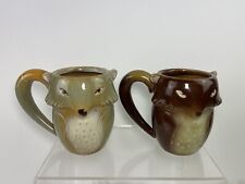 Pair GIBSON HOME Ceramic FOX Mugs His & Hers Set Brown Tan picture