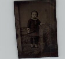 Antique 1800's Tin Type Photo Of a Young Girl picture