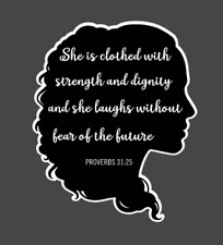 She Is Clothed In Strength Proverbs 31:25 Die Cut Fridge Magnet picture