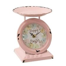 New Shabby Vintage Chic AGED PINK EASTER SCALE CLOCK Candle Holder Dish picture