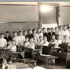 c1910s School Classroom Students Group RPPC Ornate Cast Desk Real Photo A147 picture
