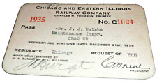1935 C&EI CHICAGO & EASTERN ILLINOIS EMPLOYEE PASS #1024 picture